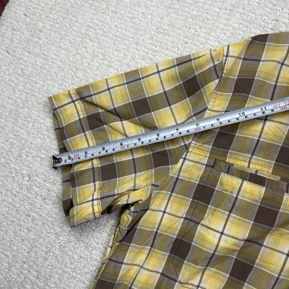 Helly Hansen Yellow Plaid Short Sleeve Button Up Shirt Men’s Size XL Outdoors - Picture 10 of 16